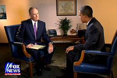 Обозреватель Fox News Билл О'Рейли интервьюирует Барака Обаму, 2008 год. Фото с сайта nydailynews.com