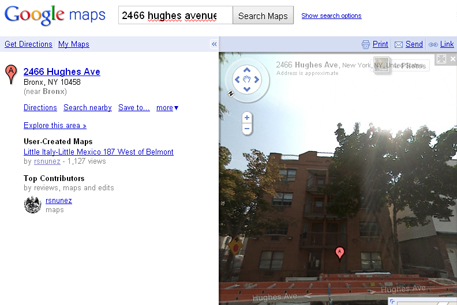 Скриншот сайта maps.google.com в режиме Street View
