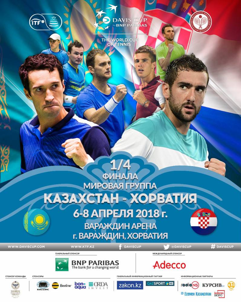 Сборная Казахстана по теннису назвала состав на матч с Хорватией в Кубке Дэвиса. Фото 1