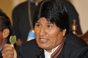 Президент Боливии публично сжевал лист коки