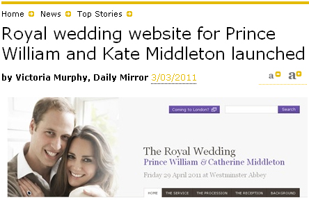 За первые восемь часов свадебный сайт принца Уильяма посетили 200 тысяч человек