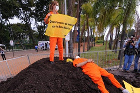 Greenpeace преградил путь бразильским энергетикам навозом