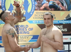 Репортаж с церемонии взвешивания боксеров Astana Arlans и Ukraine Otamans