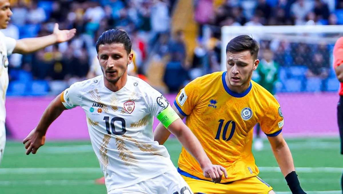 Завершился первый тайм матча Казахстан - Северная Македония