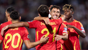 Эпизод матча Болгария - Испания. Фото: x.com/SEFutbol©