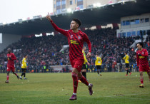 Алибек Касым празднует гол в ворота "Кайрата". Фото: ФК "Актобе"©