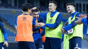 Игроки сборной Казахстана на тренировке. Фото: КФФ©