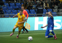 Ислам Чесноков в матче с Лихтенштейном. Фото: Vesti.kz/Маржан Куандыкова©