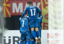 Футболисты сборной Казахстана празднуют гол. Фото: КФФ/Алексей Сисенбин©