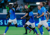 Футболисты "Пафоса" прзднуют гол "Вильярреалу" в Лиге чемпионов. ©ФК "Пафос"