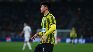 Дастан Сатпаев в матче с "Копенгагеном". Фото: ФК "Кайрат"/Арман Джаксыгулов©