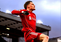 Флориан Вирц празднует взятие ворот. Фото: ФК "Ливерпуль"©