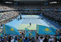 Корт с казахстанскими болельщиками. Фото сгенерировано нейросетью Gemini©