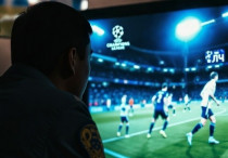 Футбольный болельщик смотрит матч по телевизору. Фото сгенерировано нейросетью Grok©