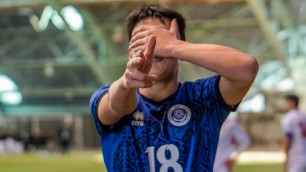 Ануар Толенди празднует гол на Кубке Развития. Фото: КФФ©