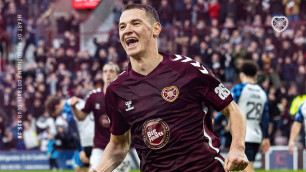 Ислам Чесноков празднует дебютный гол за "Хартс". Фото: ФК "Хартс"©