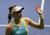 Елена Рыбакина в матче за сборную Казахстана. Фото: Vesti.kz/Турар Казангапов©