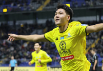 Алибек Касым празднует дебютный гол за "Астану". Фото: ФК "Астана"©