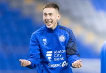 Айбол Абикен на тренировке сборной Казахстана. Фото: КФФ©