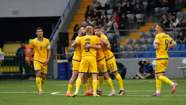 Сборная Казахстана в матче против Намибии (2:0). ©Vesti.kz/Алимжан Аманжол