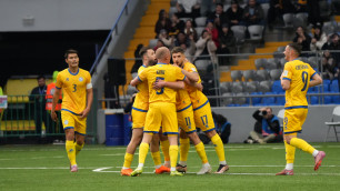 Сборная Казахстана в матче против Намибии (2:0). ©Vesti.kz/Алимжан Аманжол