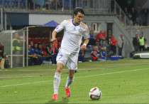 Улан Конысбаев в матче Чехия - Казахстан (2015). Фото: КФФ©