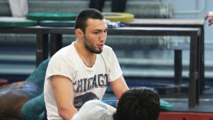 Даниял Гаджиев на открытой тренировке сборной Казахстана по греко-римской борьбе. Фото Владимир Дмитриев. Vesti.kz©