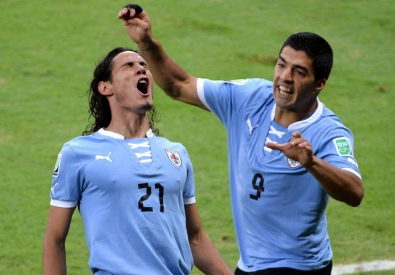 Эдинсон Кавани и Луис Суарес в сборной Уругвая. Фото с сайта bleacherreport.com