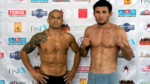 Марсело Гидучи (слева) и Ержан Естанов во время взвешивания. Фото с официального сайта турнира Carelia Fight