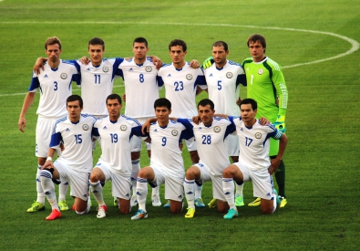Сборная Казахстана перед матчем с Таджикистаном. Фото Vesti.kz