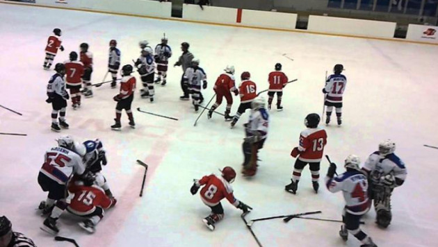 В Казани 8-летние хоккеисты устроили массовую драку на льду