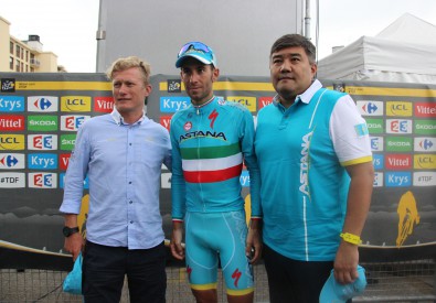 Александр Винокуров, Винченцо Нибали и Дархан Калетаев. Фото Vesti.kz
