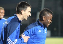 Бракно Илич и Фокси Кетевоама на тренировке в Мадриде. Фото с сайта ФК "Астана"