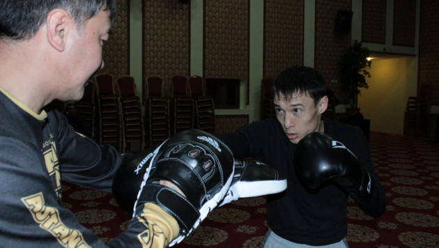 Фоторепортаж: Боксеры "Астана Арланс" провели тренировку перед встречей с "Баку Файрс"