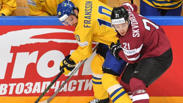 Сборная Швеции вырвала победу у команды Латвии в овертайме на ЧМ по хоккею