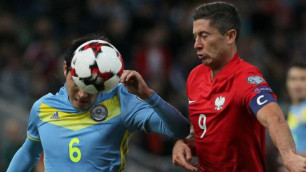 Сборная Казахстана проигрывает Польше после первого тайма матча отбора на ЧМ-2018