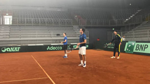 Сборная Казахстана по теннису провела первую тренировку в Хорватии перед матчем Кубка Дэвиса