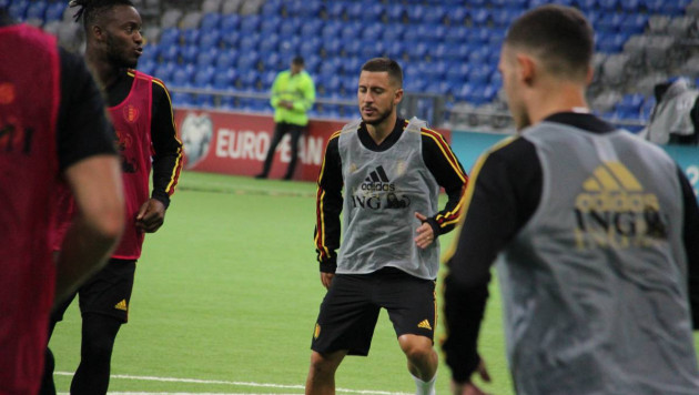 Азар и Витцель на "Астана Арене". Как Бельгия готовилась к матчу с Казахстаном в отборе на Евро-2020
