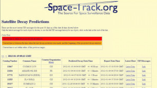 © Скриншот страницы сайта Space-Track.org