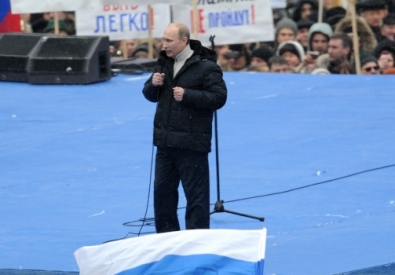 Владимир Путин на митинге своих сторонников в "Лужниках". Фото ©РИА Новости