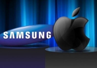 Коллаж с логотипами компаний Samsung и Apple с сайта Vesti.kz