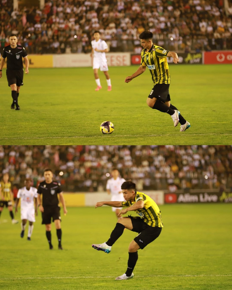 Победный удар Дастана Сатпаева в ворота 