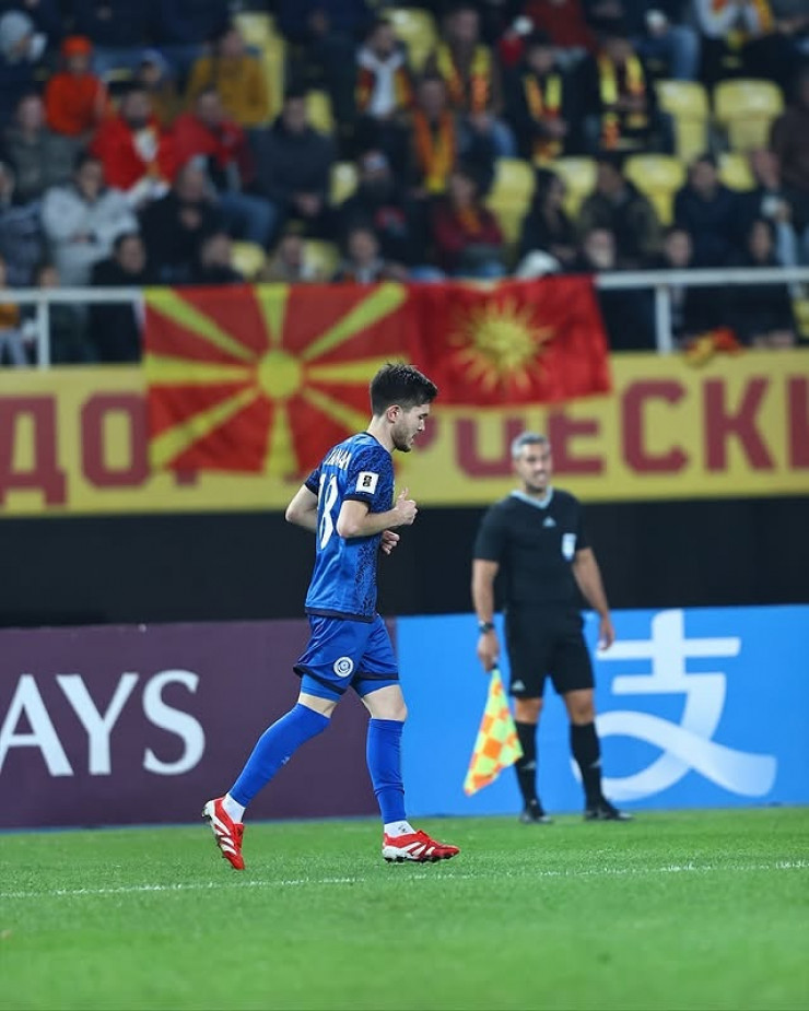 Динмухамед Караман в матче против Северной Македонии