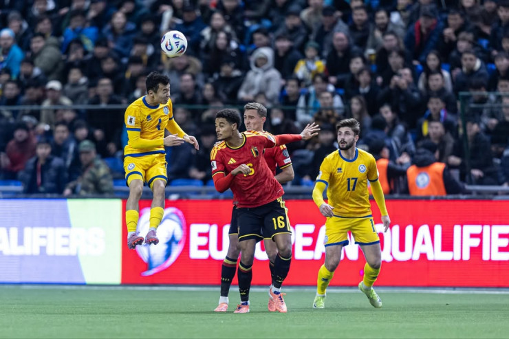 Арсен Аширбек в игре Казахстан - Бельгия