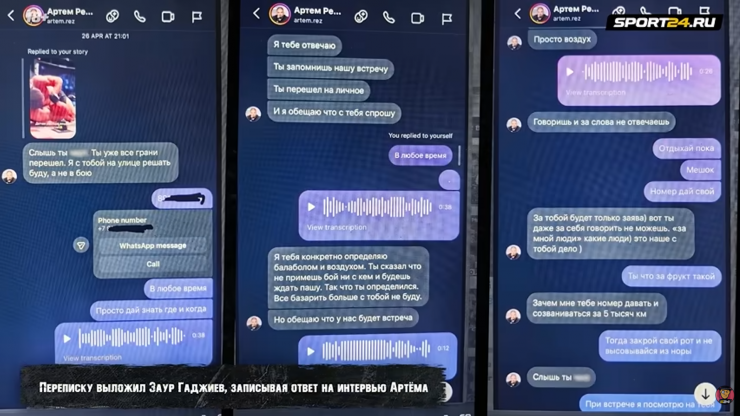 Скриншоты переписки Гаджиева и Резникова